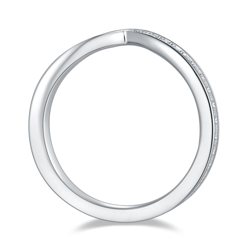 V-Row Ring Full Circle Guard S925 Silver Plated Platinum Moissanite 60 Points D-Grade
